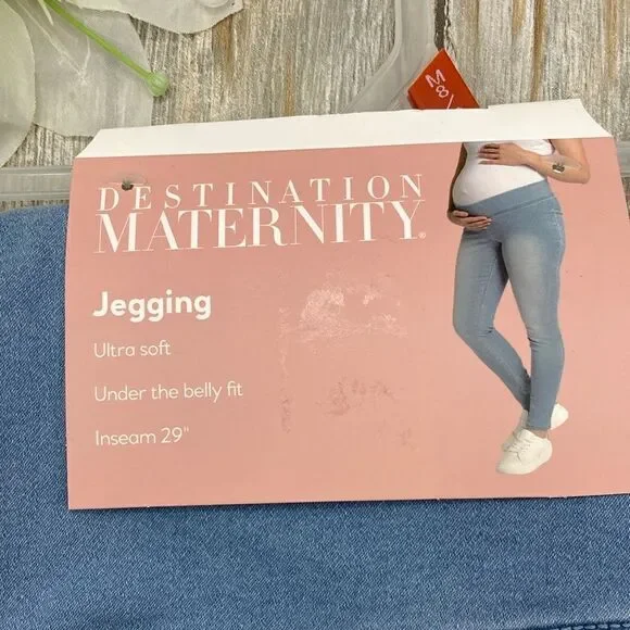 Women's Maternity Blue Denim Stretch Jeggings Pants Jeans Size M - Picture 2 of 8